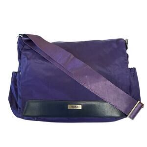TUMI Purple Nylon Leather Trim Crossbody Business Messenger Laptop Bag